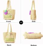 Herald Straw Mesh Beach Tote Bag for Women, Large Summer Lightweight Foldable