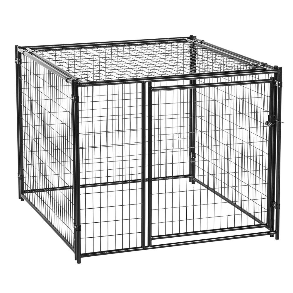 Black Heavy Duty Dog Kennel Run 4ft X 4ft X 6ft Outside Welded Wire Mesh