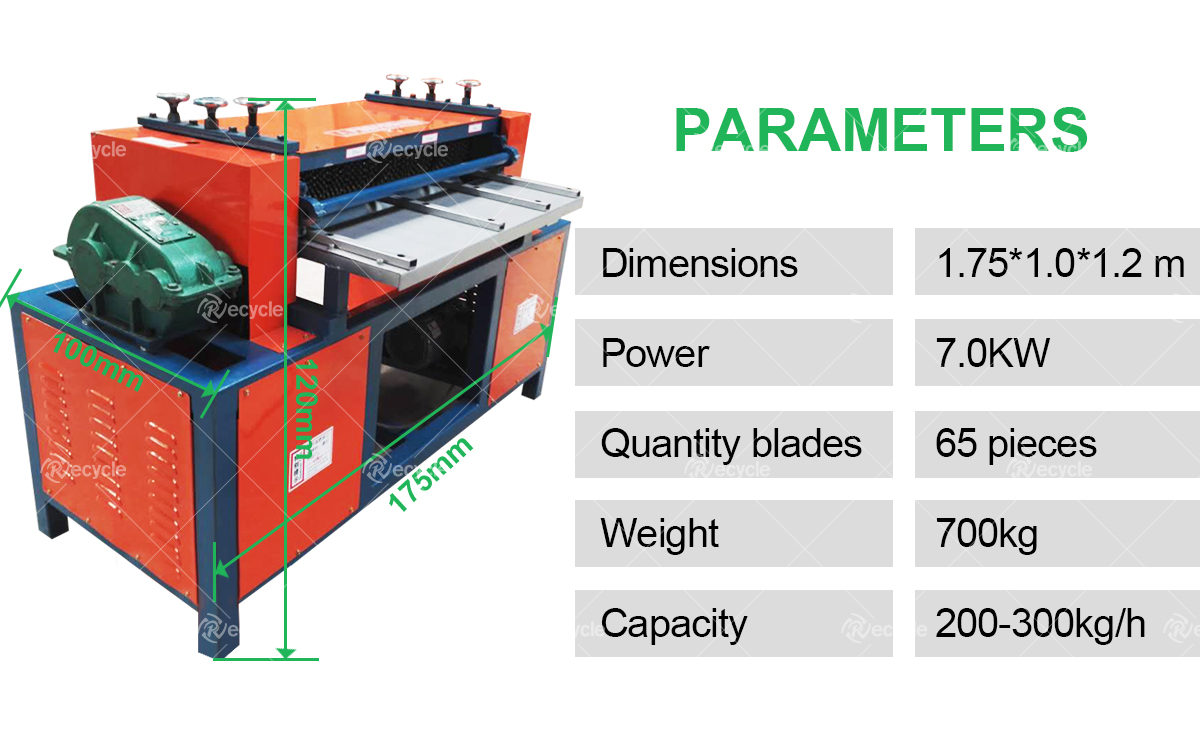 200-300kg/h AC Radiator Recycling Plant Copper Aluminum Tube Cutting Machine