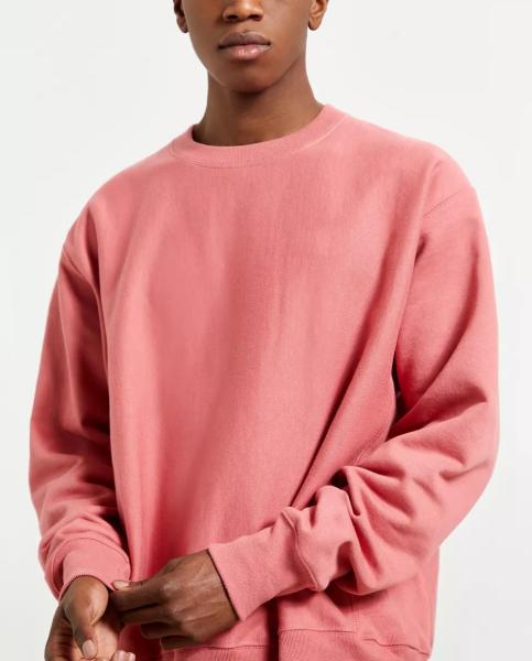 Buy cheap Dropped Shoulder Fleece Crew Neck Sweatshirt Men Hoodies Pink Color from wholesalers