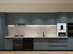 Buy cheap Sleek Cohesive Modern Kitchen Cabinet With Blue Grey Grill Panel Design from wholesalers