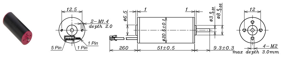 36V 24V 12V Coreless Brushless Motor 25000rpm 20mm Diameter