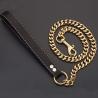 Buy cheap 15mm Gold Stainless Steel Heavy Duty Dog Chain Leads Walking Dog Training Traction Black Leather Handle from wholesalers