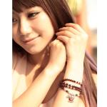 5mm Round Genuine Garnet Beads Bracelet with 925 Silver Marcasite Horse Garnet