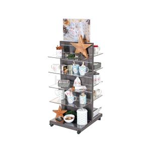 China Gift Shop Slatwall Display Stands Christmas Ornament Tea Cup Display Shelf on sale