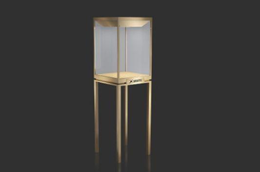 Buy cheap Stainless steel frame jewellery tower showcases with rotating ceiling colorful lights from wholesalers
