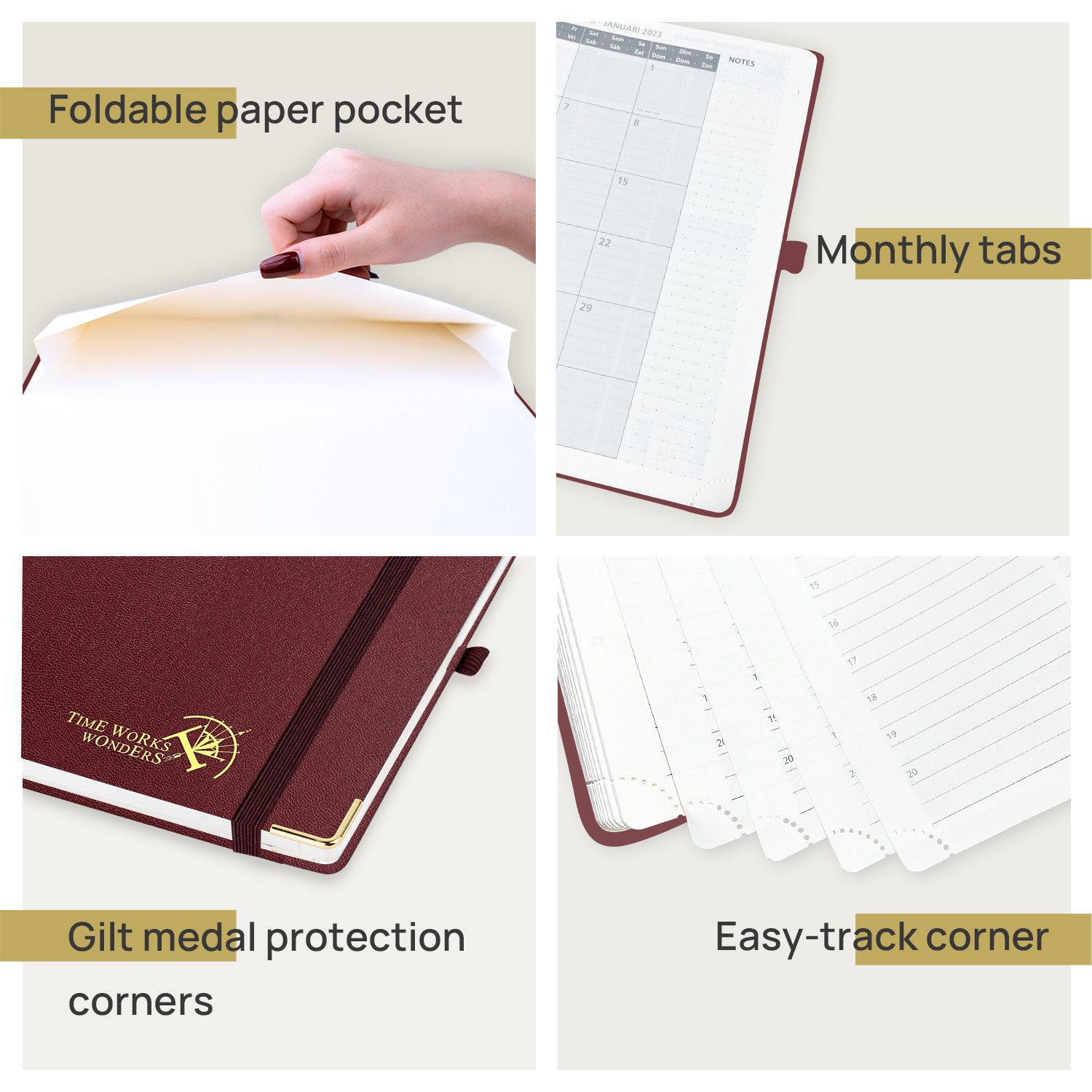 Vegan Leatherette Hardback Weekly Planner Sept 2023 To Dec 2023