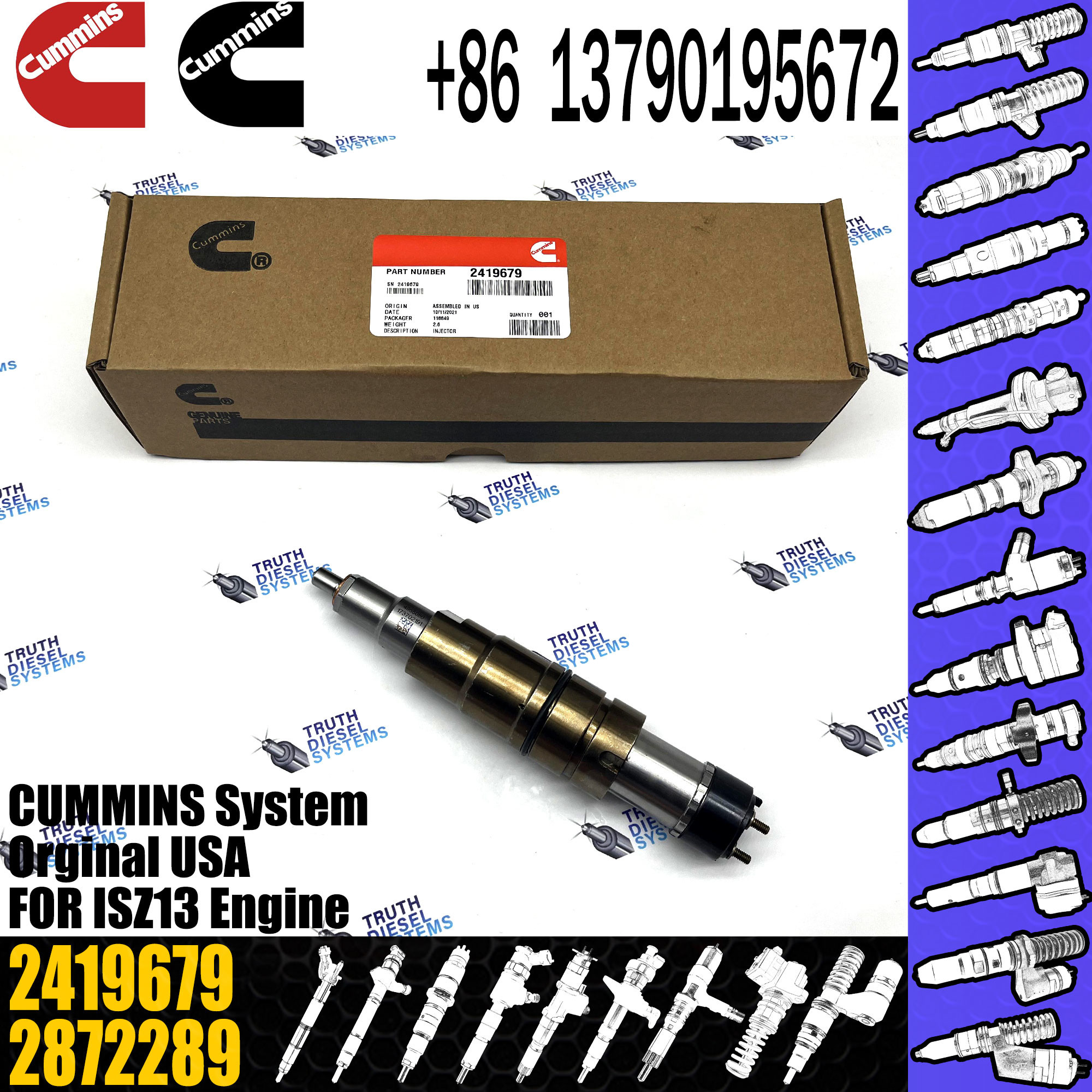 injector 1881565 common rail injector 1881565 for diesel fuel engine DC13 1933613 2057401 2058444 2419679