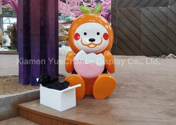 Outdoor Part Shopping Centre Decorations Fiberglass Statue Orange Cartoon
