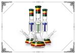 Rasta Glass Bongs Six Arms Tree Percolator 12 Inches Height For Smoking