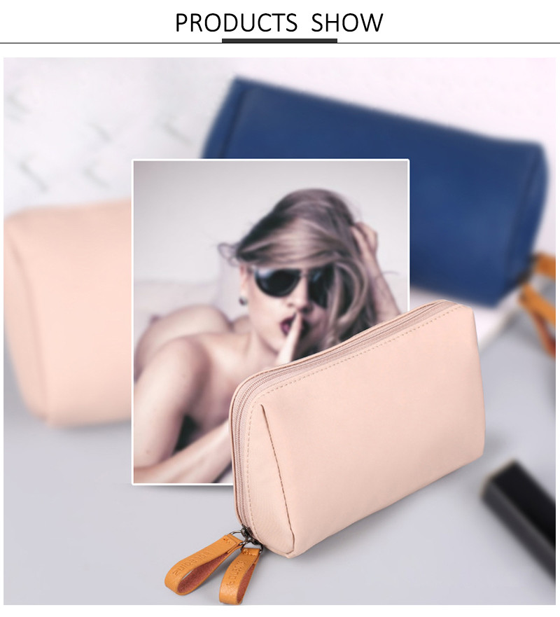 Wholesale Custom Pure Color Blank Polyester Pink Cosmetic Bag