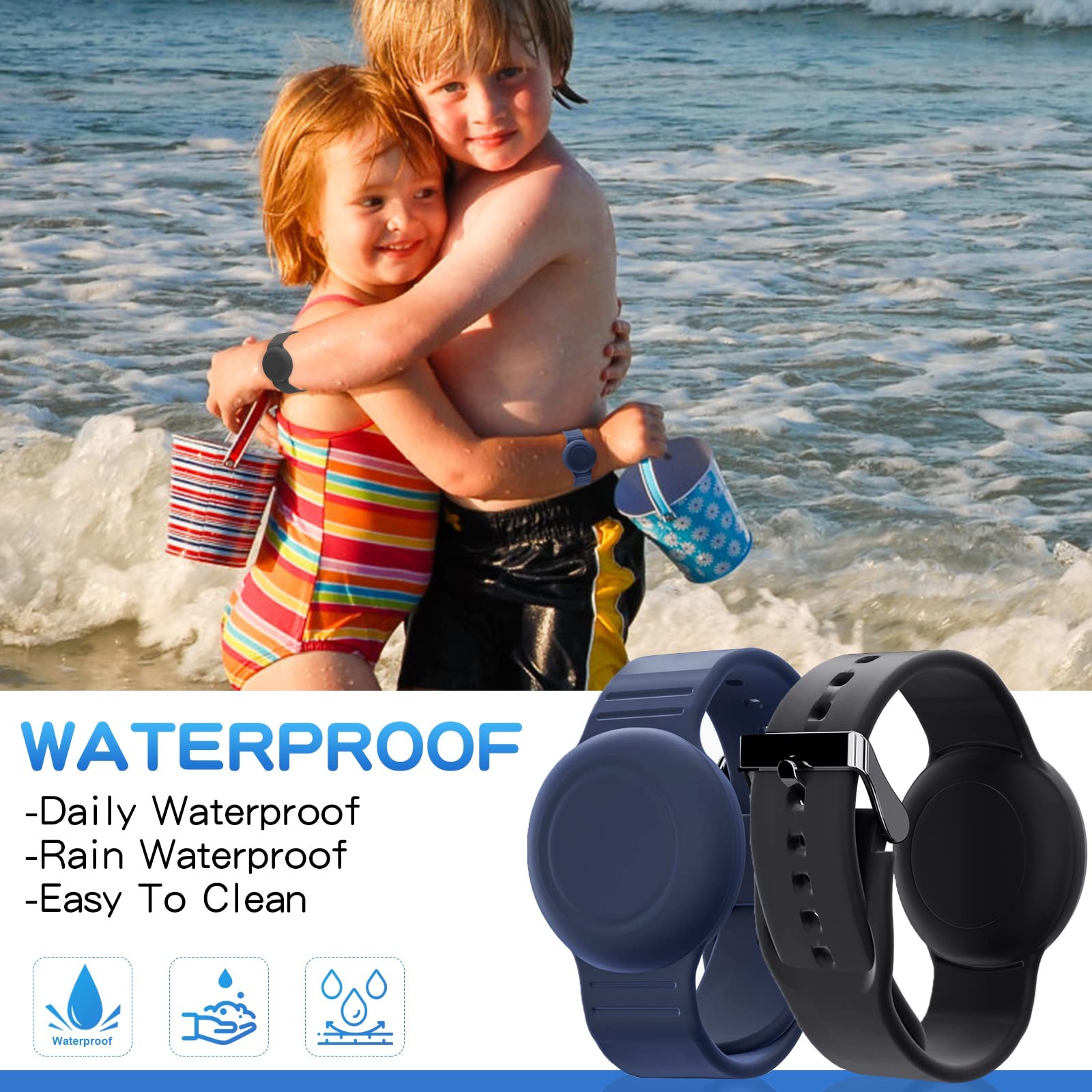 Kids Waterproof Silicone Air Tag Bracelet Wristband Lightweight GPS Tracker Holder For Apple
