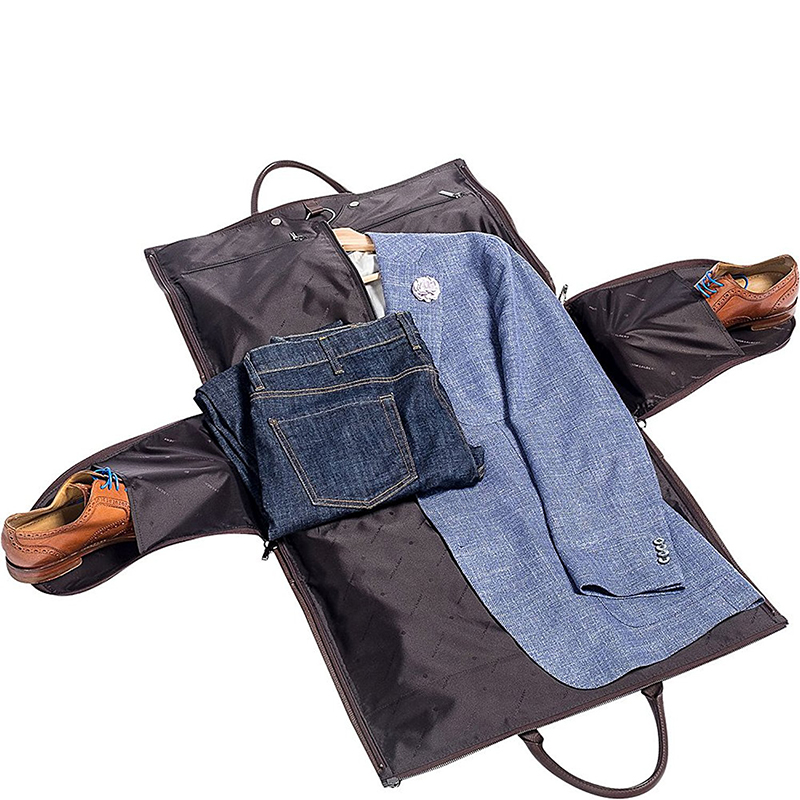 Fashionable Leather Business Suit Travel Bags Collapsible For Men
