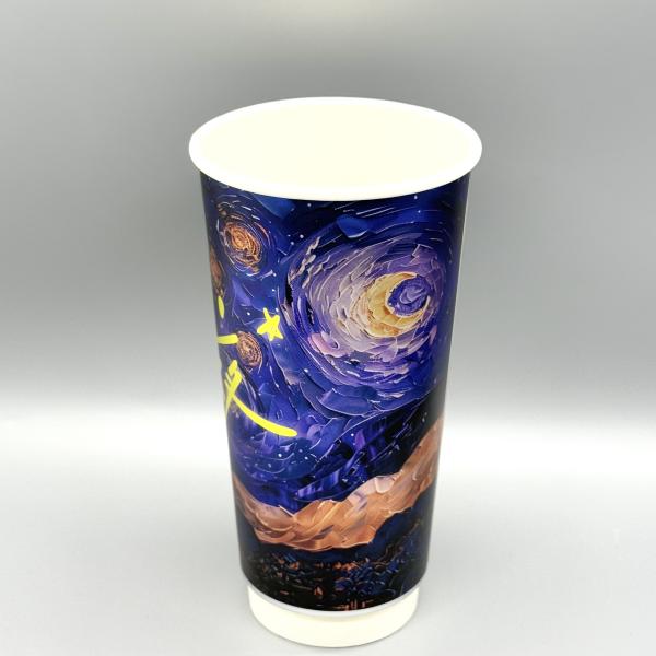 Buy cheap Disposable Double Wall Paper Coffee Cups Bubble Tea Hot Drink Paper Cups With Lids from wholesalers