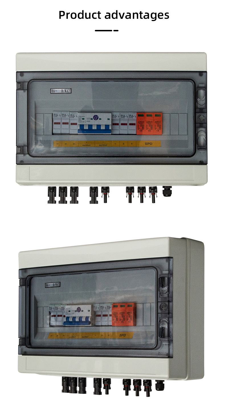 Dc 1000v 2IN 1OUT 20ka Combiner Box Special Plastic Shell Combination Box For Photovoltaic System