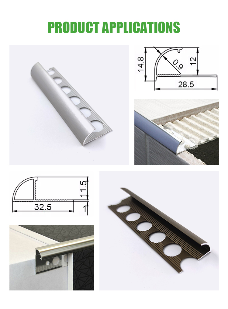 OEM ODM Aluminium Tile Strip Accessories Protective Tile Trim045
