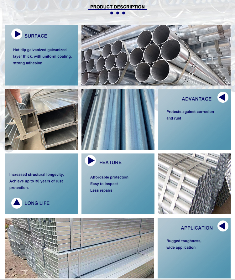 Long-Lasting Durability 2 Inch OD Round Galvanized Steel Pipes with 0.6mm Zinc Coating and Processing Service Decoiling
