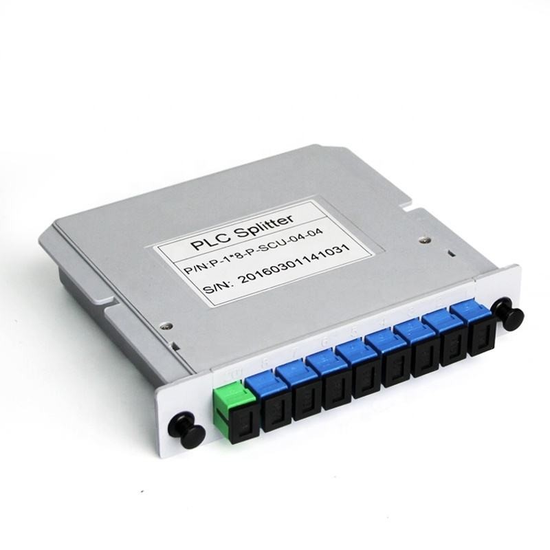 SCUPC Optic Fiber Splitter 1X8 , Cassette Card Insertion Optical PLC Splitter