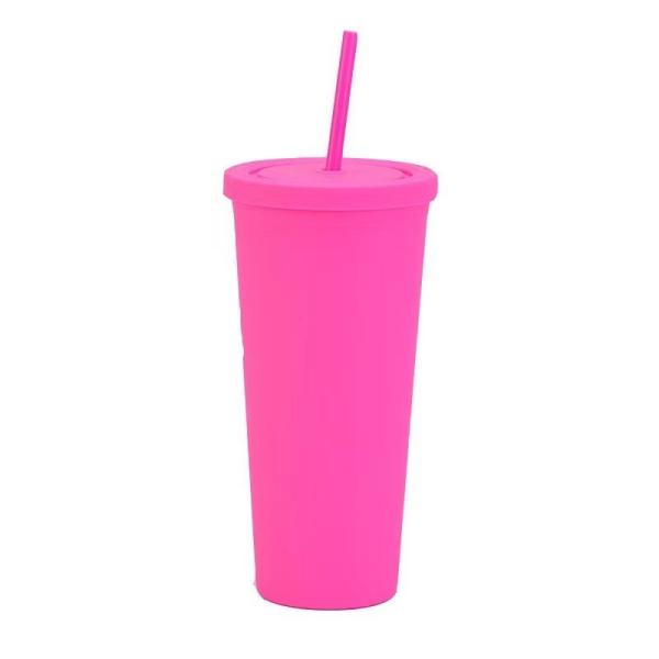 Buy cheap 22 Ounces Colorful Iced Coffee Travel Mug With Straw Personalized Plastic Tumblers For Parties Birthdays Leak Proof Splash Proof And Easy To Clean from wholesalers