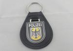 Iron Personalized Leather Keychains And Germany Polizei Leather Key Chain