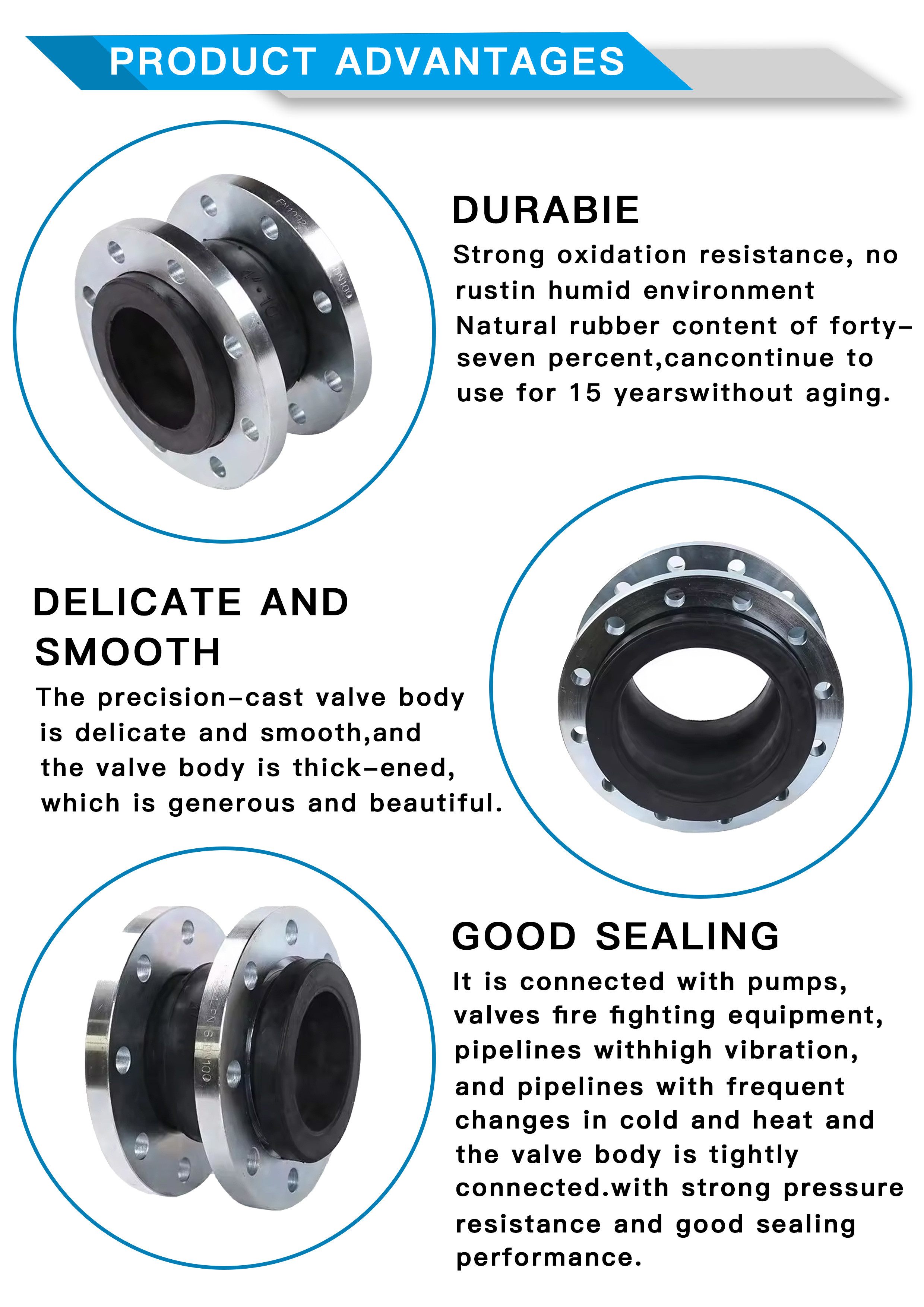 6 Inch Carbon Steel Flange EPDM Bellows Expansion Joint / Flexible Rubber Expansion Joint