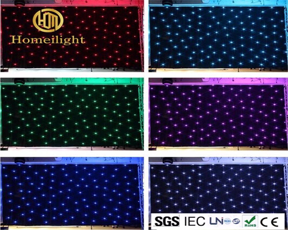 DJ Booth Backdrop RGB Twinkling Party Cloth LED starlit Curtain for Nightclub Stage