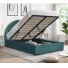 Buy cheap Detail Oriented Gas Lift Storage Bed Curved Shape Rainbow Headboard Grey Fabric from wholesalers