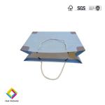 Luxury Blue Color White Card Paper Bags For Gift Packaging With Ribbon Handle