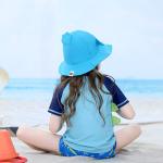 Wide Brim Blue Cartoon Bucket Hat UPF 50+ SGS UPF Certificate