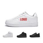 Anti Slippery Low Top Black Leather Casual Sneakers With TPR Bottom