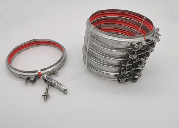 Buy cheap Steel 304 Bolted Type 125mm Stainless Pipe Clamp Ducting Clips With Rubber from wholesalers