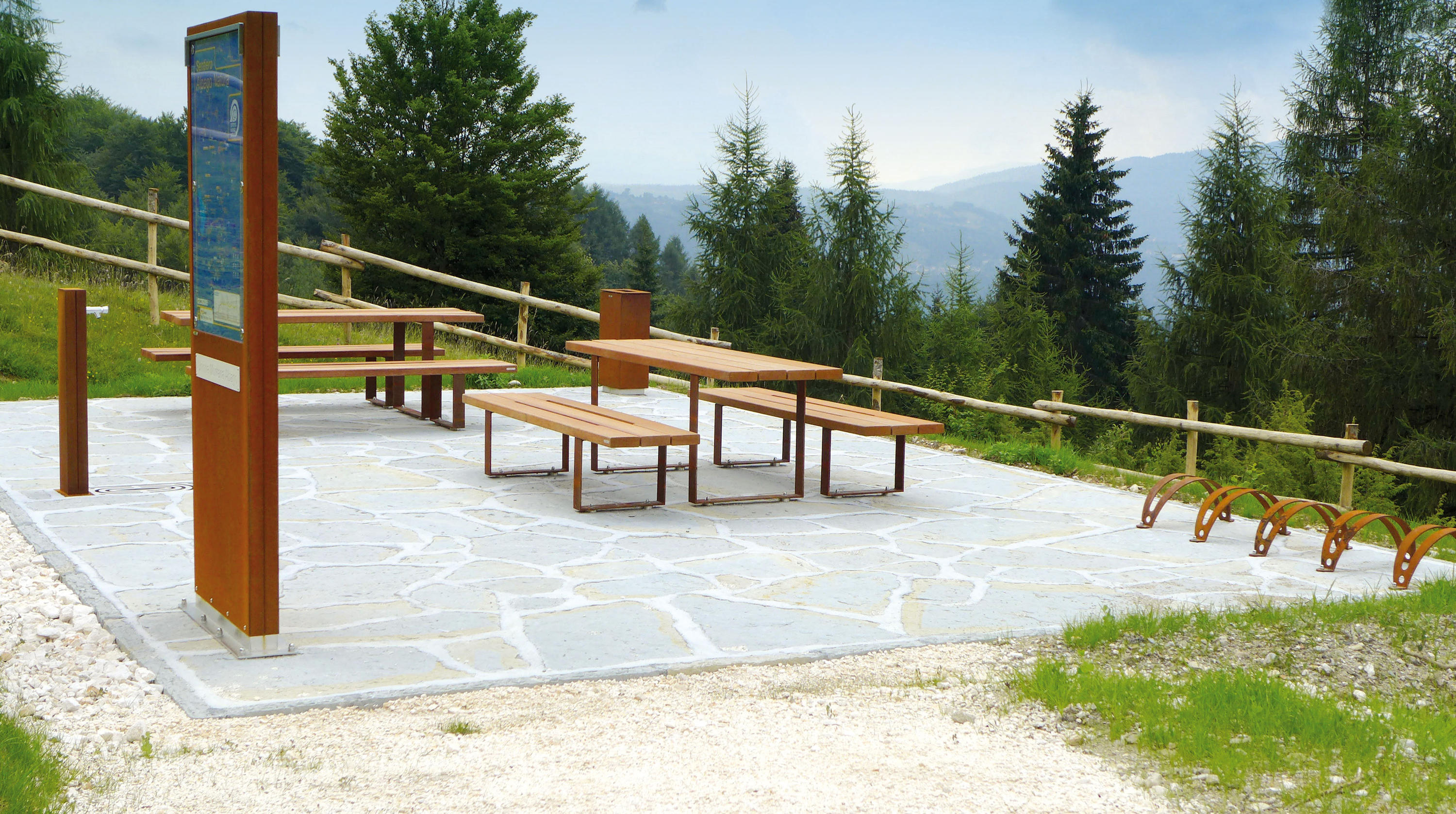 Outdoor Furniture Metal Wood Table Bench sets with Customized Material/color/ size Outdoor Dining Table Set