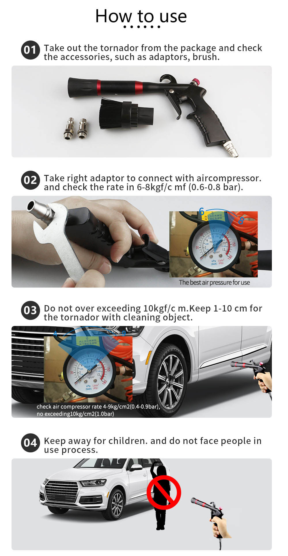 Black Tornador For Aluminum Car Washing Gun With High Power