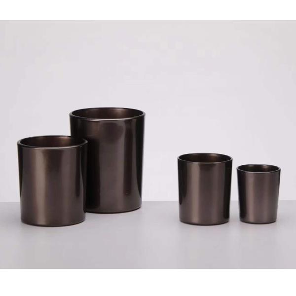 Buy cheap ODM Spray Metallic Round Glass Candle Holder Lead Free Coffee Color from wholesalers