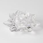 Clear Crystal Glass Lotus Flower Tealight Candle Holder Lead Free 5.6cm Height