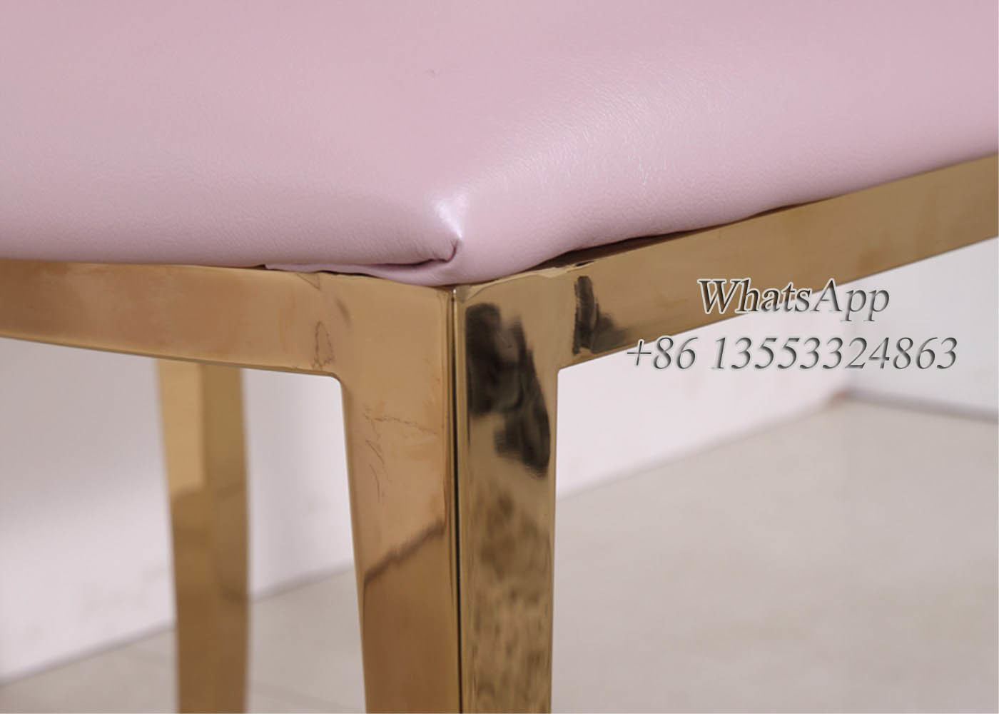 Stainless Steel Leather Dining Chairs Gold Frame For Wedding Party (YS-7)