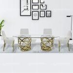 Buy cheap Oval Shape Tempered Glass Dining Table 240x120x75cm White Reeded Pillar from wholesalers
