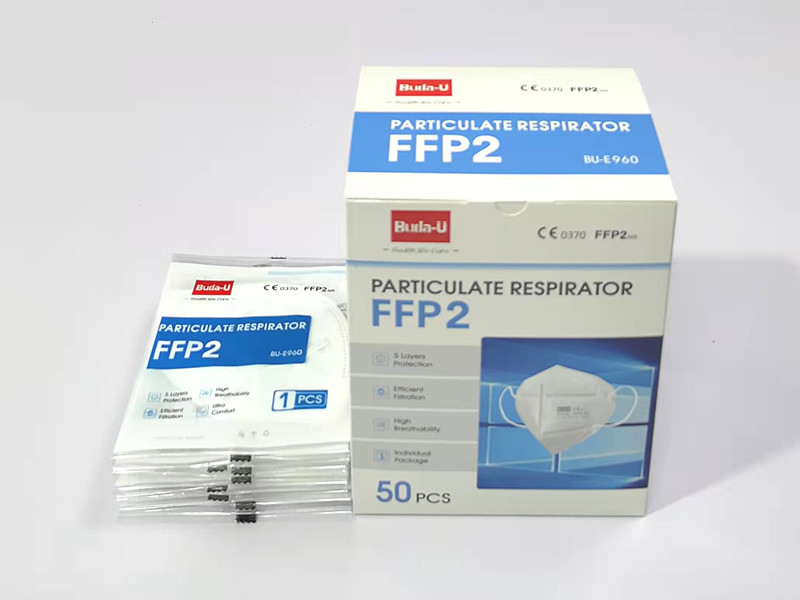 BU-E960 Adult FFP2 Filtering Half Face Mask Five Layer With High Efficiency CE 0370