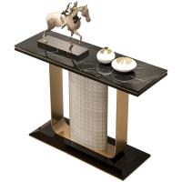 Buy cheap Wooden Base Black Marble Console Table Satin Finish Narrow Marble Console Table product