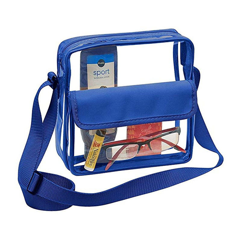 Customized Logo Clear Crossbody Purse Bag Letter Patches Available Stadium Approved Gym Clear Shoulder Tote Bag