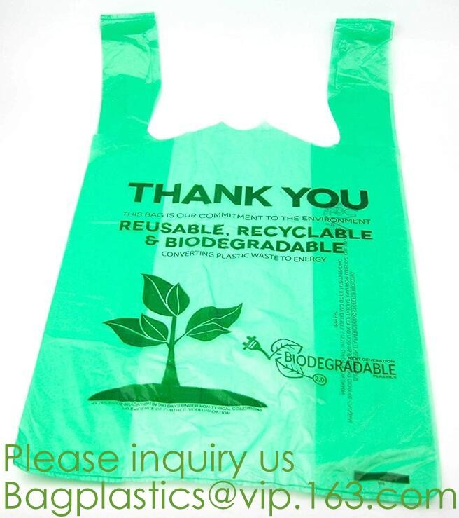 100% Eco-friendly Material Certified PLA Compostable Bag,Corn Starch T Shirt Bag Meet EN13432 BPI Biodegradable And Comp