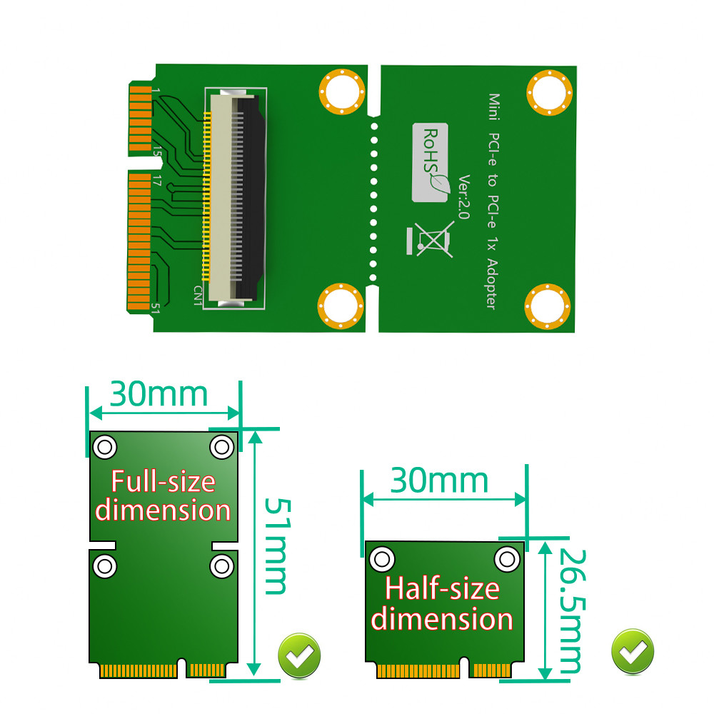 long Shielded Mini PCI-E Express X4 USB Riser Cable Card Horizontal