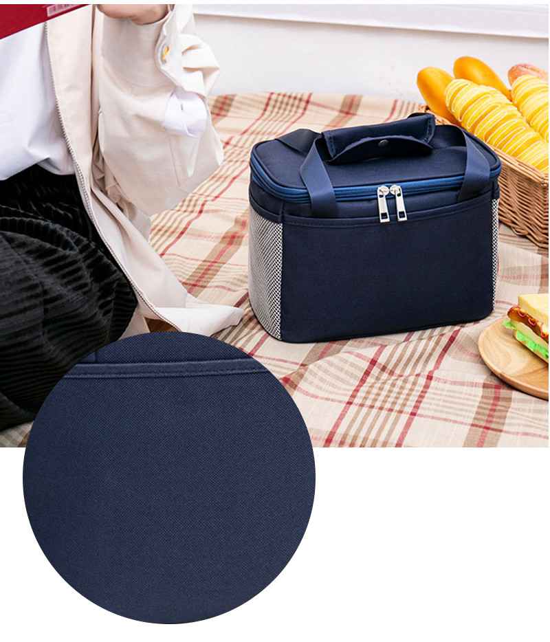 Double Zipper Polyester 22CM Depth Insulated Lunch Cooler Bags