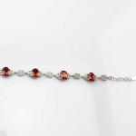 Women Jewelry 925 Silver Bracelet Garnet Cubic Zirconia Tennis Bracelet(H07)