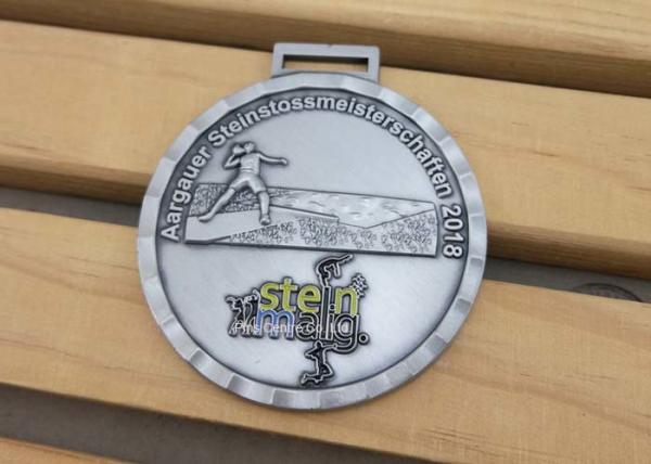 Round Soft Enamel 3D Gold Boxing Race Metal Medal With Neck For Promotional