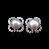 Buy cheap Korean Women Jewelry 925 Sterling Silver Stud Earrings / Natural Cultured Freshwater Pearl Earrings from wholesalers