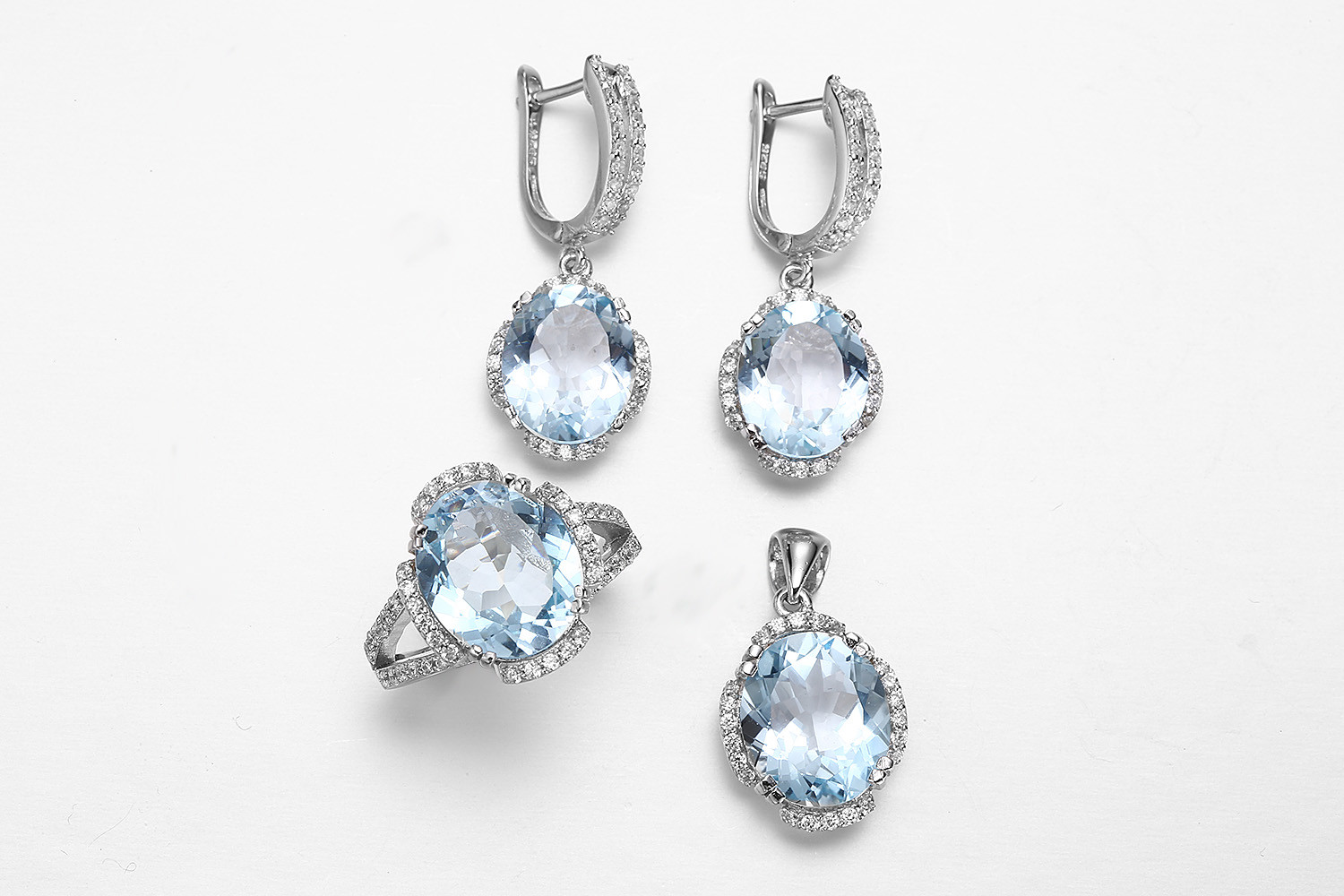 Blue Gemstone Sterling Silver Rings For Women Lightweight 2.5g Blue Stone Jewelry