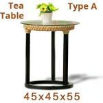 Tempered Glass 8mm Table Top Bistro Patio Table And Wood / Rattan Chairs