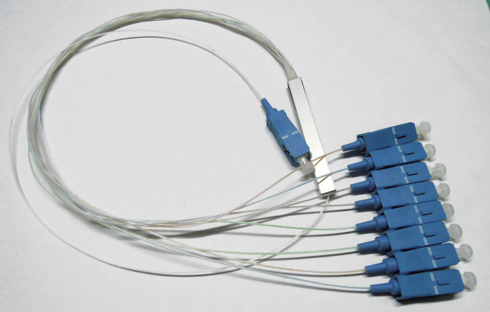 1×8 PLC Fiber Optic Splitter, ABS Package, 0.9mm Cable for FTTX networks / PON Networks