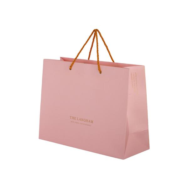 Buy cheap Multipurpose Pink Custom Paper Shopping Bags With Plastic Clip Handle from wholesalers